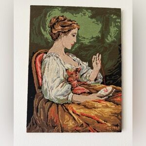 Vintage 1970’s The young embroiderer Needlepoint Tapestry SEG De Paris 18”x24”